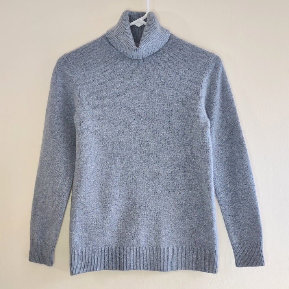 COS 100% Cashmere Womens Pullover Sweater High Neck Steel Blue Size XS Soft  EUC - Picture 2 of 8
